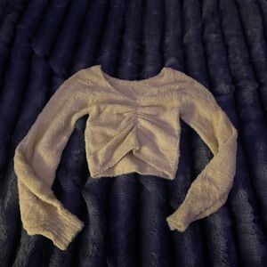 Hollister Lavender Fuzzy Long-Sleeve Crop Top